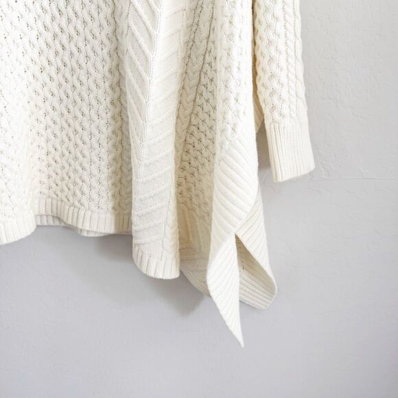 VINCE CAMUTO Cream Chunky Knit Turtleneck Sweater Asymmetric Hem Size L - Picture 5 of 10